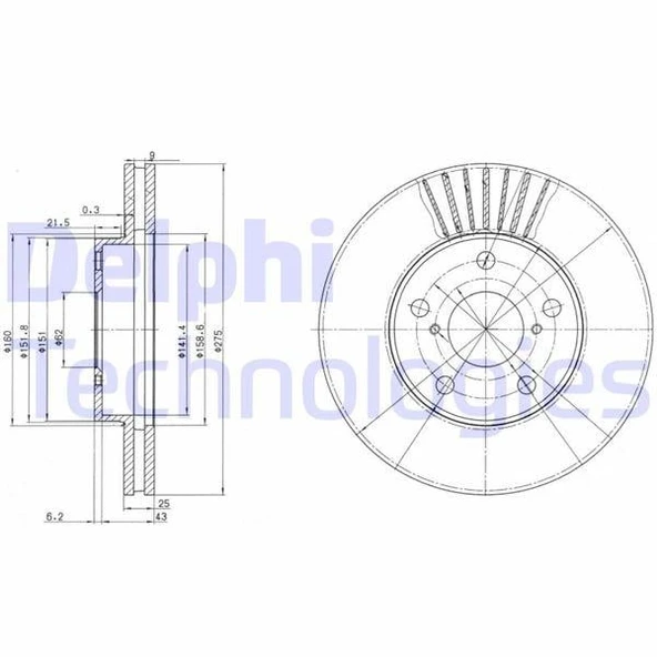 ÖN FREN AYNASI RAV4 II 1.8VVT-2.0 16V 00 2.0VVTI-2.4VVTI-2.0D-4D 01 275x25x5DLxHAVALI