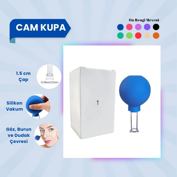 Silikon Vakumlu Cam Yüz Masaj Kupası No:1 Mavi ürün görseli 1