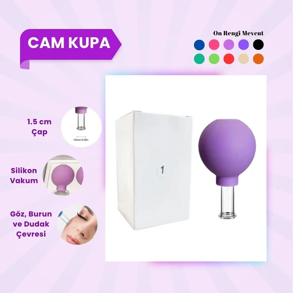 Silikon Vakumlu Cam Yüz Masaj Kupası No:1 Koyu Mor ürün görseli 1