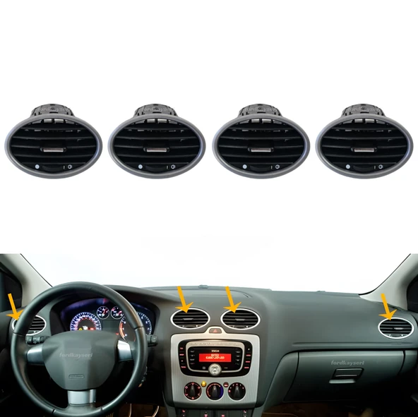 Ford Focus 2 Kalorifer Üfleyici Izgara Takımı Krom  4 Adet 2006-2010 - 2