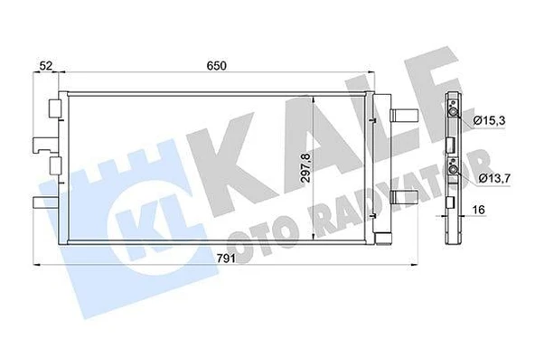 KLİMA RADYATÖRÜ BMW 1 F40 19 2 F44.F5.F46 14 X1 F48 14 X2 F39 17 - MINI COUNTRYMAN F60 16 KURUTUCU İLE BRAZING AL-AL 650X297.8X16