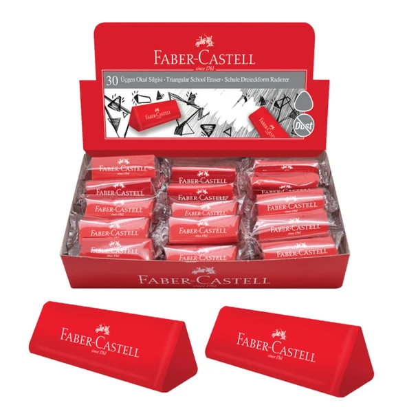 Faber-Castell Dust Free Kırmızı Küçük Boy Üçgen Silgi 30 Adet 187237