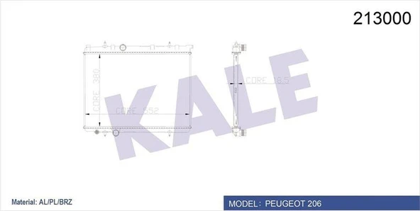 RADYATÖR 206 00 1.4İ-1.6 16V-2.0HDI 90 MEK AC KLİMASIZ 378x536x18