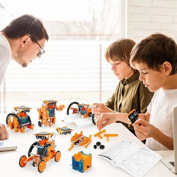 STEM 13'ü 1 Arada Eğitim Güneş Enerjili Robot Oyuncak - 7