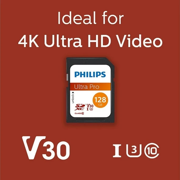 Philips 128GB SD Kart | Ultra Pro | V30 – UHS-I U3 – 4K Performansı - 3