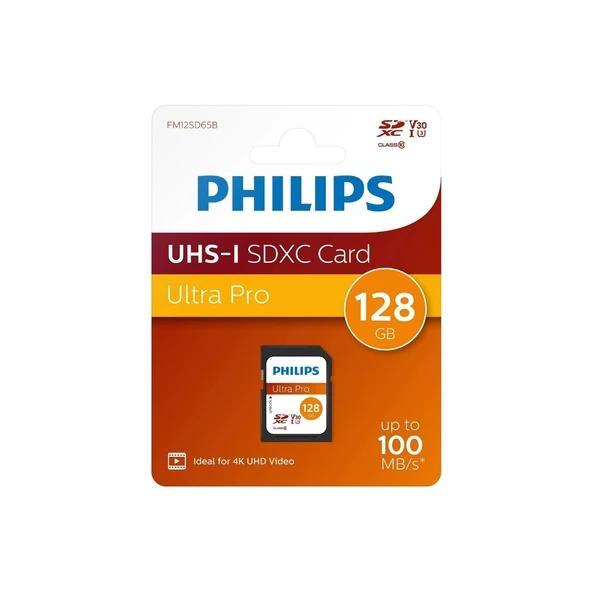 Philips 128GB SD Kart | Ultra Pro | V30 – UHS-I U3 – 4K Performansı