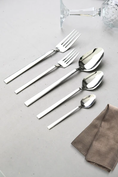 Lugga Doğa Yemek - Tatlı Çatal Kaşık ve Çay Kaşık Takımı 6 Kişilik 30 Parça