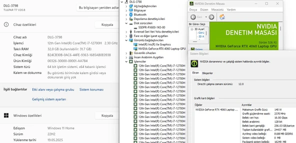 Monster Tulpar T7 V20.8.2 Intel Core i7 12700H 32GB RAM 1TB SSD RTX4060 17.3” FHD 144Hz (İKİNCİ EL) - 5