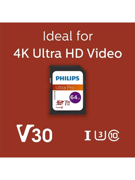 Philips 64GB SD Kart | Ultra Pro | V30 – UHS-I U3 – 4K Performansı - 3