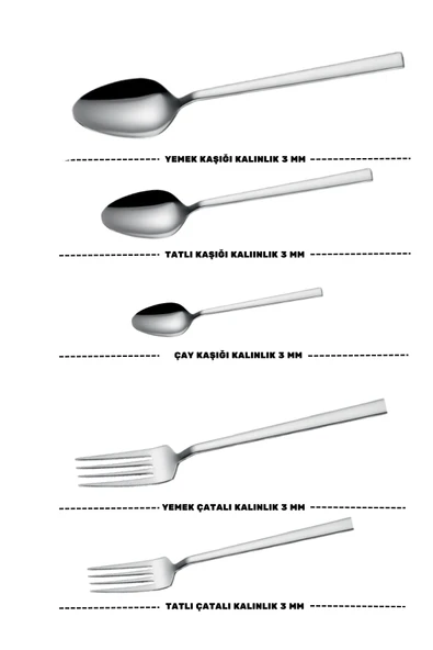 Lugga Doğa Yemek - Tatlı Çatal Kaşık ve Çay Kaşık Takımı 6 Kişilik 30 Parça - 3