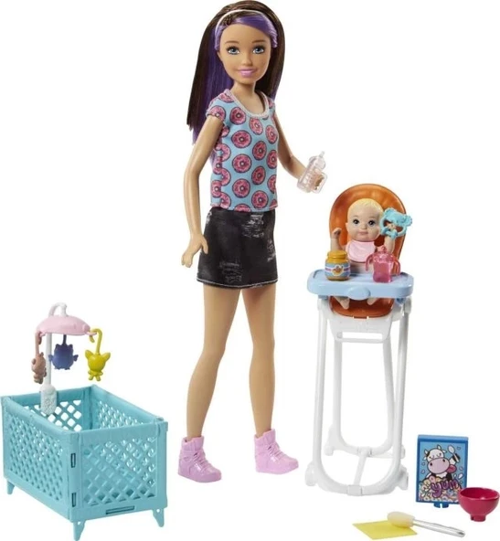 Barbie Kaptan Bebek Bakıcıları Mama Sandalyesi Oyun Seti 1