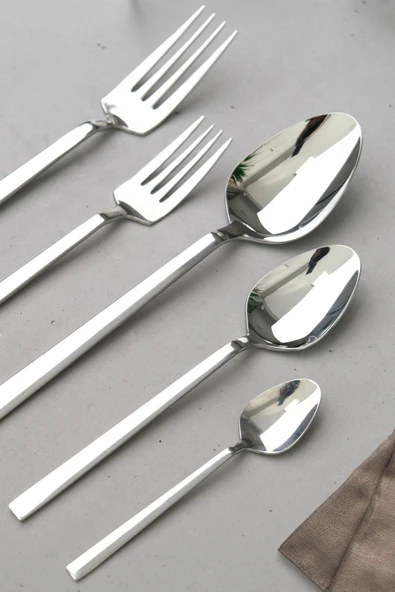 Lugga Doğa Yemek - Tatlı Çatal Kaşık ve Çay Kaşık Takımı 6 Kişilik 30 Parça - 2