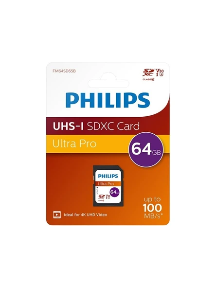 Philips 64GB SD Kart | Ultra Pro | V30 – UHS-I U3 – 4K Performansı