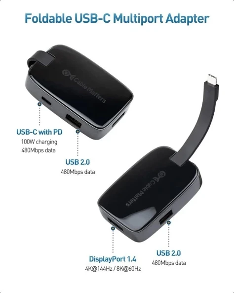 Cable Matters 4'ü 1 arada USB C 4K/60Hz iPhone 15 Şarj Noktası - 9