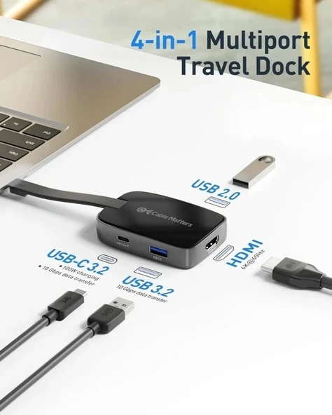 Cable Matters 4'ü 1 arada USB C 4K/60Hz iPhone 15 Şarj Noktası - 2