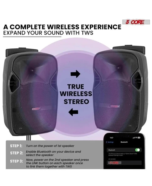 5 Çekirdek 10 İnç TWS Çift Bluetooth Parti Hoparlörü - 2