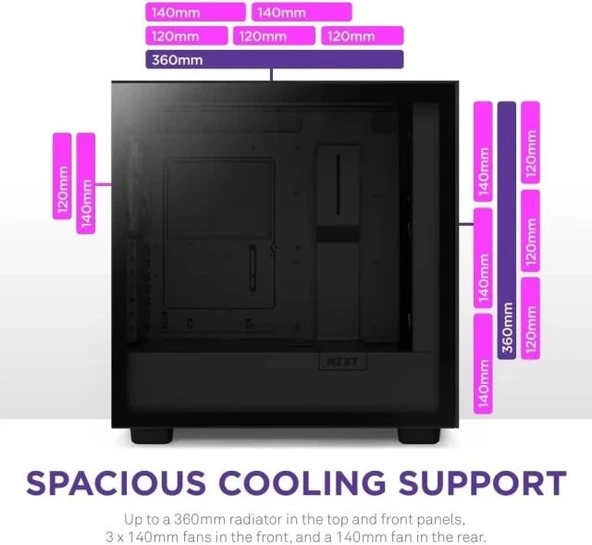 NZXT CM-H71FB-01 ATX Hızlı Çıkarılan Temperli Cam Yan Panel Mid Tower PC Oyun Kasası - 3
