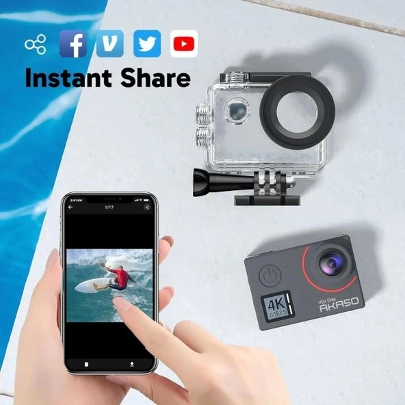 AKASO V50 Elite 4K60fps Dokunmatik Ekran WiFi Su Geçirmez Aksiyon Kamerası - 8