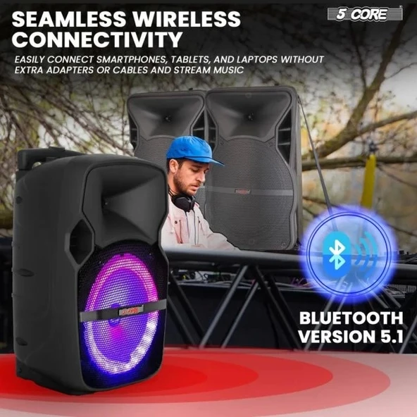 5 Çekirdek 10 İnç TWS Çift Bluetooth Parti Hoparlörü - 7