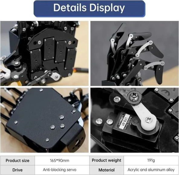 LewanSoul Robot El Beş Parmak Biyonik Robot Mekanik Kol DIY - 3