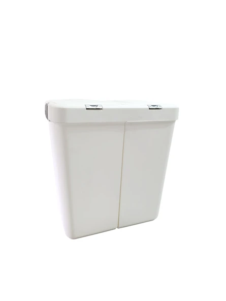 Gümüş Ikili Dokunmatik Çamaşır Sepeti Çöp Kovası Temizlik Kovası Kirli Sepet 80 Litre-MT009 - 5