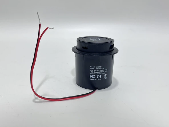 W-0101 Kablosuz Type-C USB Portlu Araç Şarj Soketi Adaptörü 12V-24V - 2
