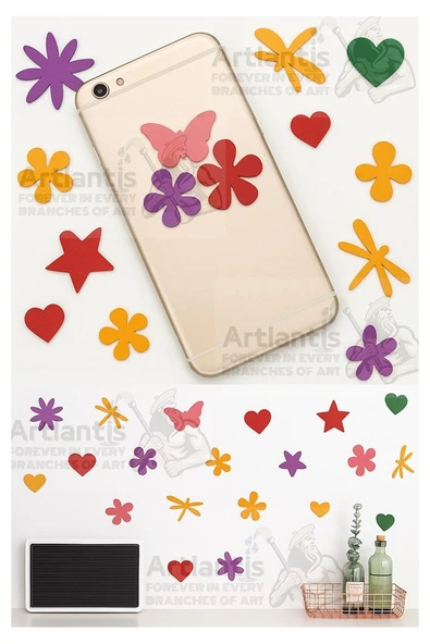 Şekilli Eva Yapışkanlı 100 lü 1 Paket Kendinden Yapışkanlı Eva Sticker Kalp Yıldız Okul Öncesi Kreş Ana Okulu Süsleme - 6