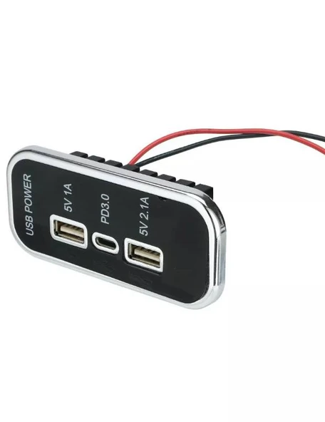 Type-C USB 3 Portlu Araç Şarj Soketi Adaptörü 12V-24V