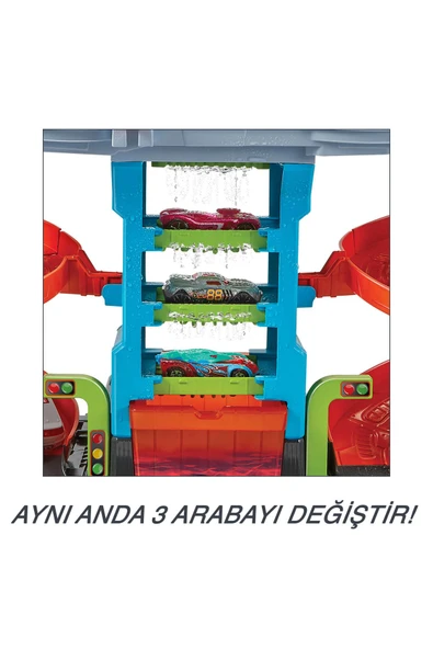 Hot Wheels Mega Araba Yıkama Kulesi: Döner Spiral ve İki Su Tankıyla Gerçekçi Yıkama Deneyimi! - 7