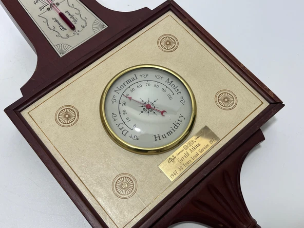 Taylor Antika Ahşap Meteoroloji İstasyonu – Barometre, Termometre, Higrometre - 6