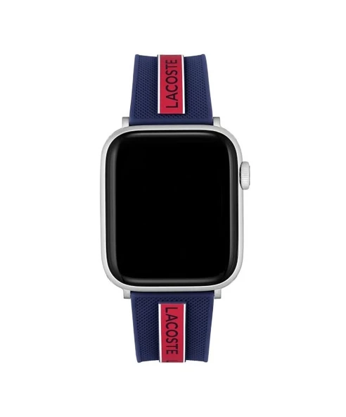Lacoste Çizgili Silikon Unisex Apple Saat Kayışı Orta Boy Kırmızı / Mavi