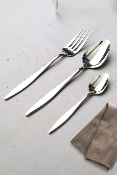 Lugga Ceyda Tatlı Çatal Kaşık ve Çay Kaşık Takımı 6 Kişilik 18 Parça Beyaz Kutu - 2