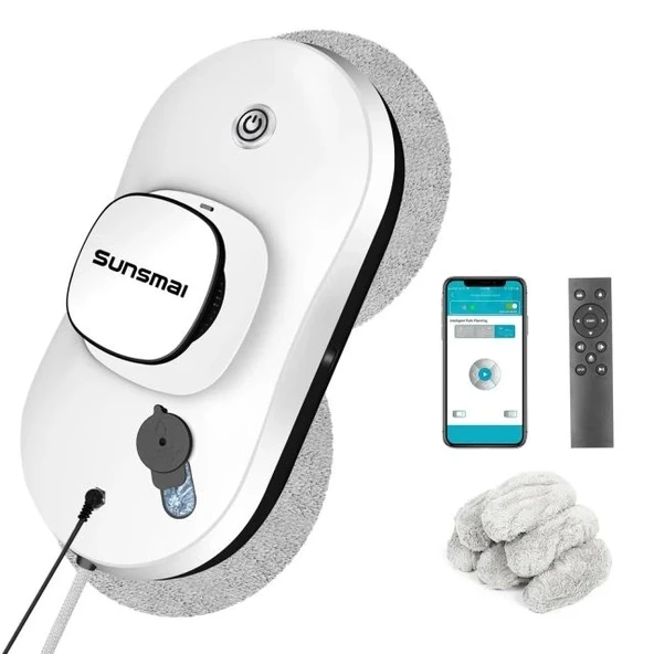 SUNSMAI Otomatik Su Püskürtmeli Akıllı Cam Temizleme Robotu White