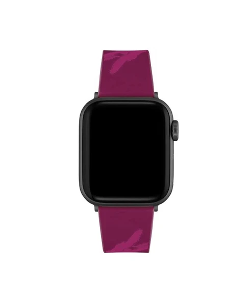 Lacoste Çizgili Silikon Unisex Apple Saat Kayışı Orta Boy Bordo