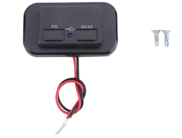 Type-C USB 2 Portlu Araç Şarj Soketi Adaptörü 12V-24V - 2