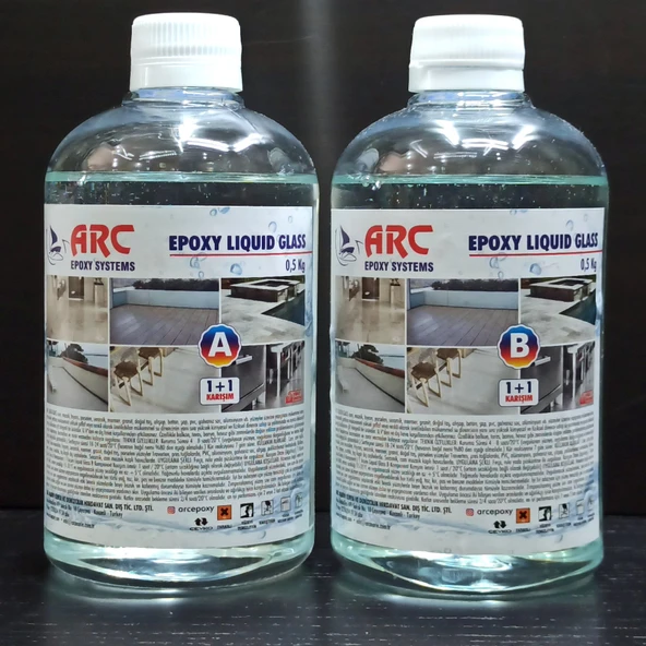 EPOKSİ SIVI CAM ULTRA ŞEFFAF PARLAK LIQUID GLASS SU YALITIM VE KAPLAMA REÇİNESİ 1 KG KIT