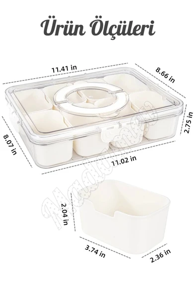 Tilbe Home 8 Bölmeli Taşınabilir Kilit Kapaklı Saklama Kabı Kahvaltılık Organizer Piknik Seti Gıda Kutusu - 5