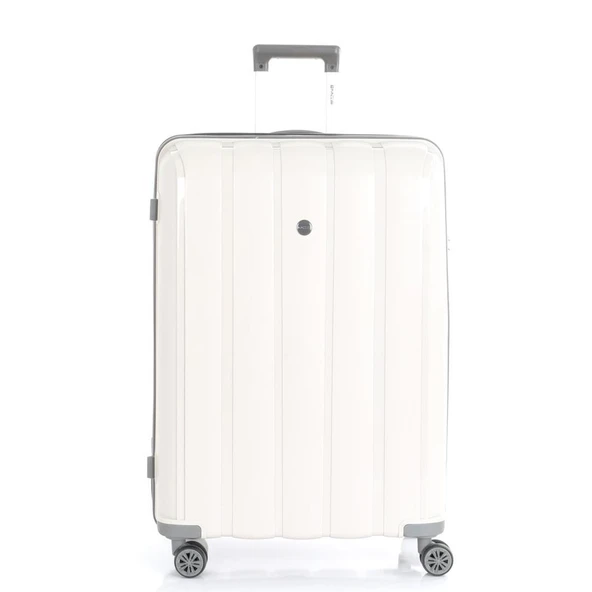 MÇS Bavul Büyük ve Kabin 2li Set Kırılmaz Silikon Valiz V305 Kemik/Gri - 5