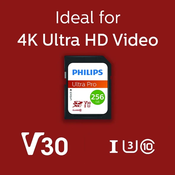 Philips 256GB SD Kart | Ultra Pro | V30 – UHS-I U3 – 4K Performansı - 4