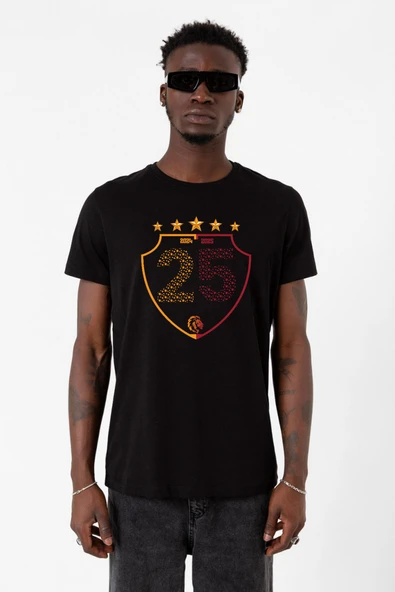 25 Şampiyonluk Shield Siyah Erkek Tshirt