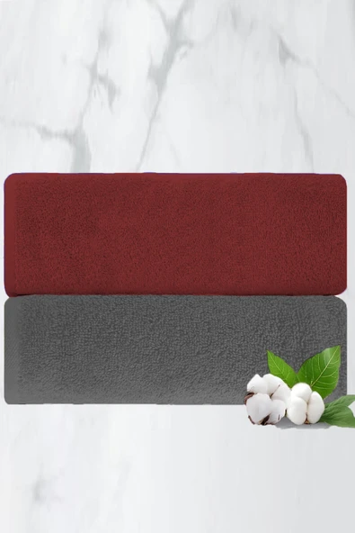2 li Lüks El Yüz Havlu Seti 50x90 Cm %100 Pamuklu Gramajlı Grinja - 1