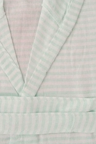 Kapşonlu Unisex Peştemal Plaj Bornozu %100 Pamuklu Seaside Stripe - 8