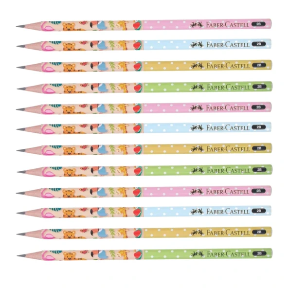 Faber-Castell Sevimli Dostlar 2B Yuvarlak Kurşun Kalem 12 Adet 16880