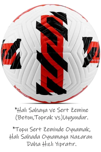 Kırmızı Yeni Desenli Futbol Topu 4 Astarlı No:5 480 Gr + Pompa Hediyeli X507 - 3
