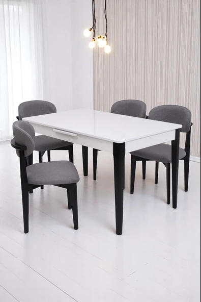 Paris Norte Lak Panel Mutfak Masa Sandalye Takımı 80x130cm - Resim 7