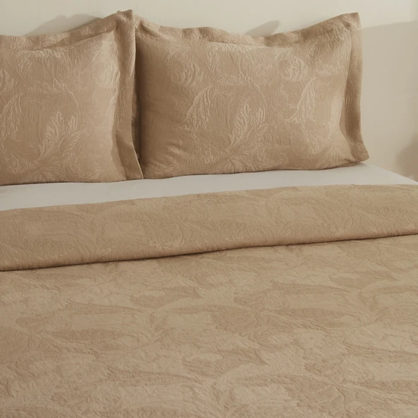 Karaca Home Olivia Çift Kişilik Yatak Örtüsü Seti Bej - 4