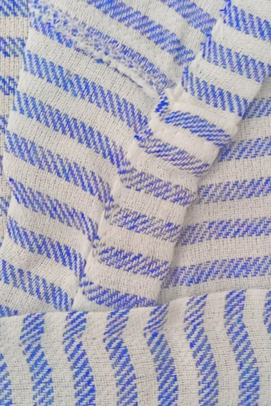 Kapşonlu Unisex Peştemal Plaj Bornozu %100 Pamuklu Seaside Stripe - 4