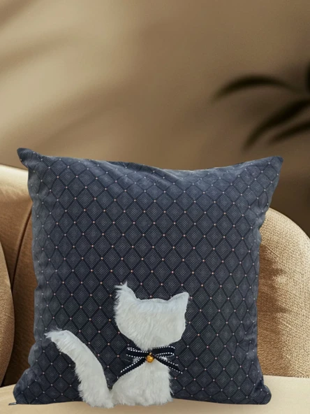 Kedi Figürlü Dekoratif Yastık,Kedili Kırlent ve Yastık - 3