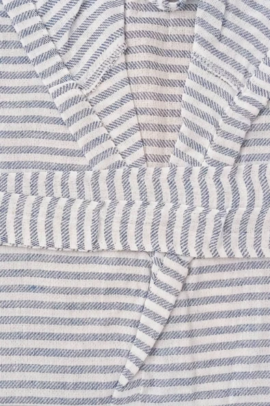 Kapşonlu Unisex Peştemal Plaj Bornozu %100 Pamuklu Seaside Stripe - 5
