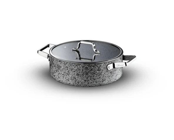 Brioni Stone-H 24 Cm Çizilmez Yanmaz Yapışmaz Basık Tencere Sh-123 - Resim 2